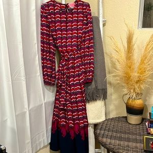 Kate Spade long sleeve multi colored maxi dress